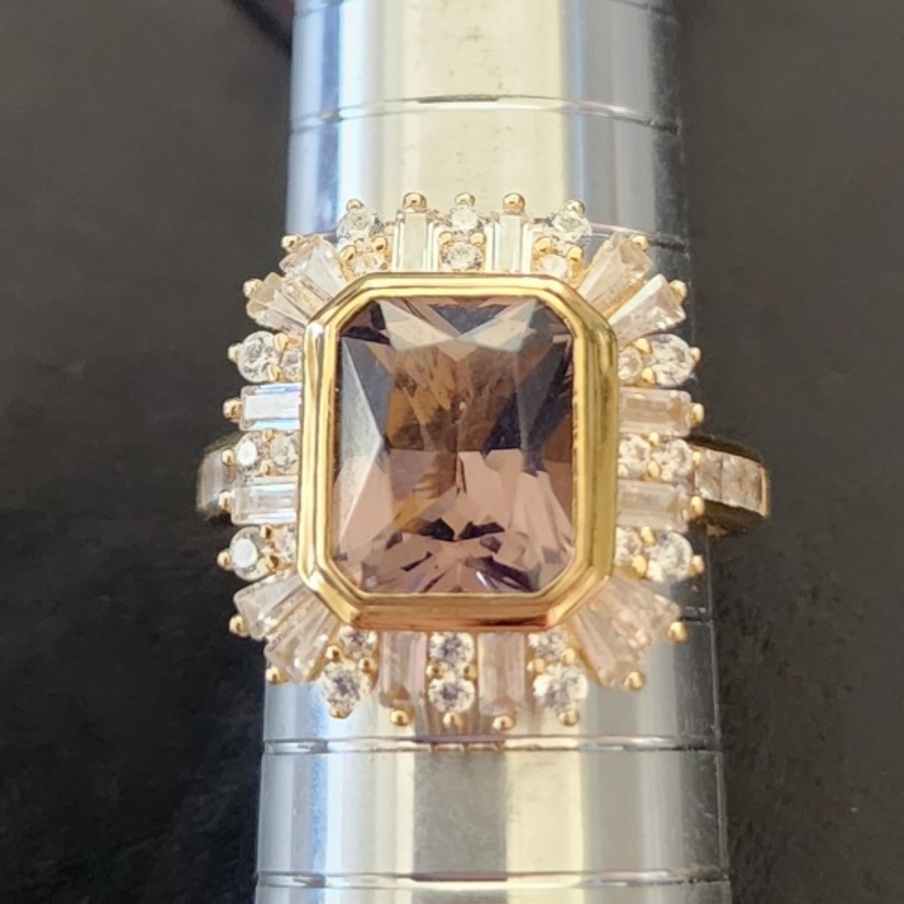 Blush zircon & white CZ ring